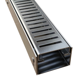 Edelstahlentwässerungsrinnen Bauhöhe 60 bis 80mm, Rost Schlitzdesign SET Typ 4